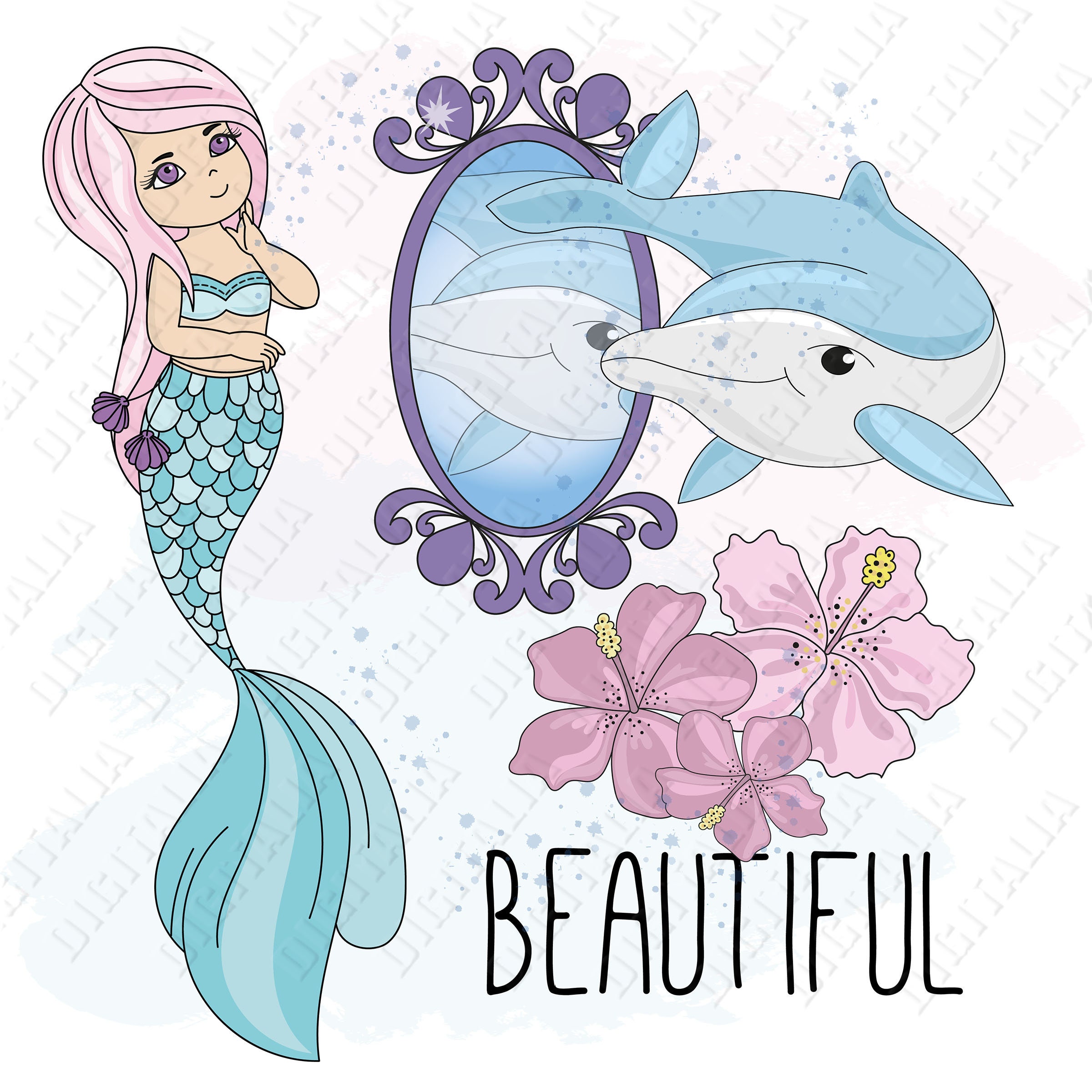 Download Beautiful Mermaid Clipart Mermaid Svg Mermaid Clip Art Etsy
