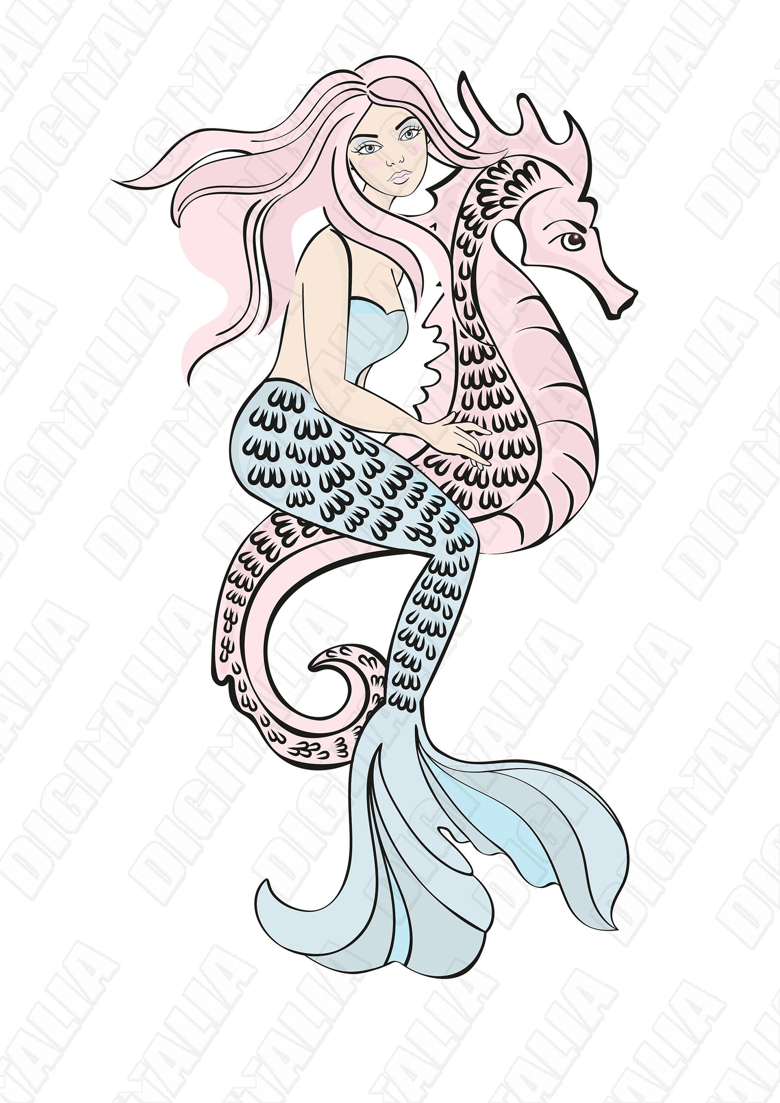 Download Mermaid Seahorse Clipart Mermaid Clip Art Little Mermaid ...