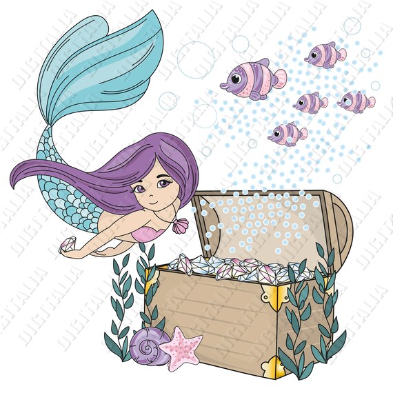 Download Swimming Mermaid Clipart Mermaid Clip Art Little Mermaid Etsy PSD Mockup Templates