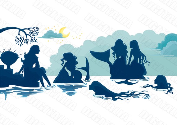 Download Mermaid Sitting On Rock Clipart Silhouette Mermaid Svg Jpeg Etsy