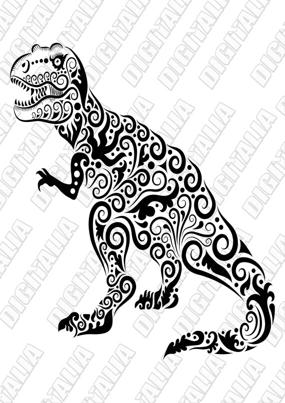 Download T Rex Mandala Dinosaur Clipart Dinosaur Svg Jpeg Planner Etsy