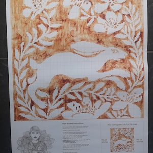 HARE Ltd EDITION A2-posterafdruk breikaart gesigneerd GEVOUWEN grafiek kunst aan de muur decor babydeken sjaal fairisle breien gestrand gebreid