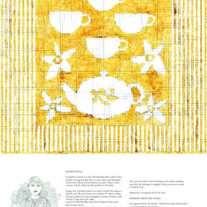 THEAPOT & Cups SQUARE Knitting Chart A2-posterafdruk Opgevouwen lichtgewicht versie met instructies