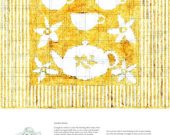 TEAPOT & Cups SQUARE Knitting Chart A2 poster print Folded lightweight version with instructions