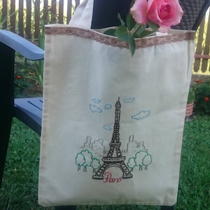 Eiffelturm Tasche, Paris Einkaufstasche, Paris Markttasche, Paris Tasche, Eiffelturm, Bestickte Einkaufstasche, Öko-tasche, Eco Art Markttasche, Geschenk