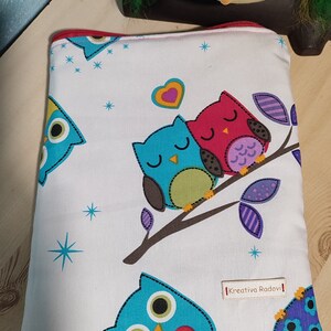 Pochette de livre en tissu hibou, couverture de livre en tissu, pochette de livre hibou, cadeau pour amoureux des livres, cartable, couverture de livre broché, étui de livre en tissu hibou, cadeau hibou, livre