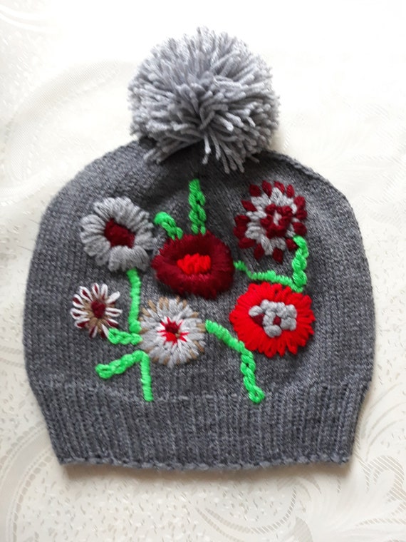 embroidered knit hats