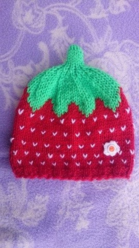 knitted strawberry hat
