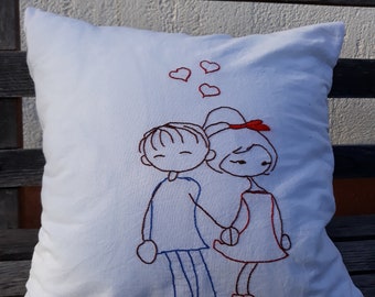 Hand Embroidery Pillow Case Embroidered Pillow Cover Embroidered Throw Pillows Custom Pillow Embroidery Design Gift Embroidery Etsy Canada