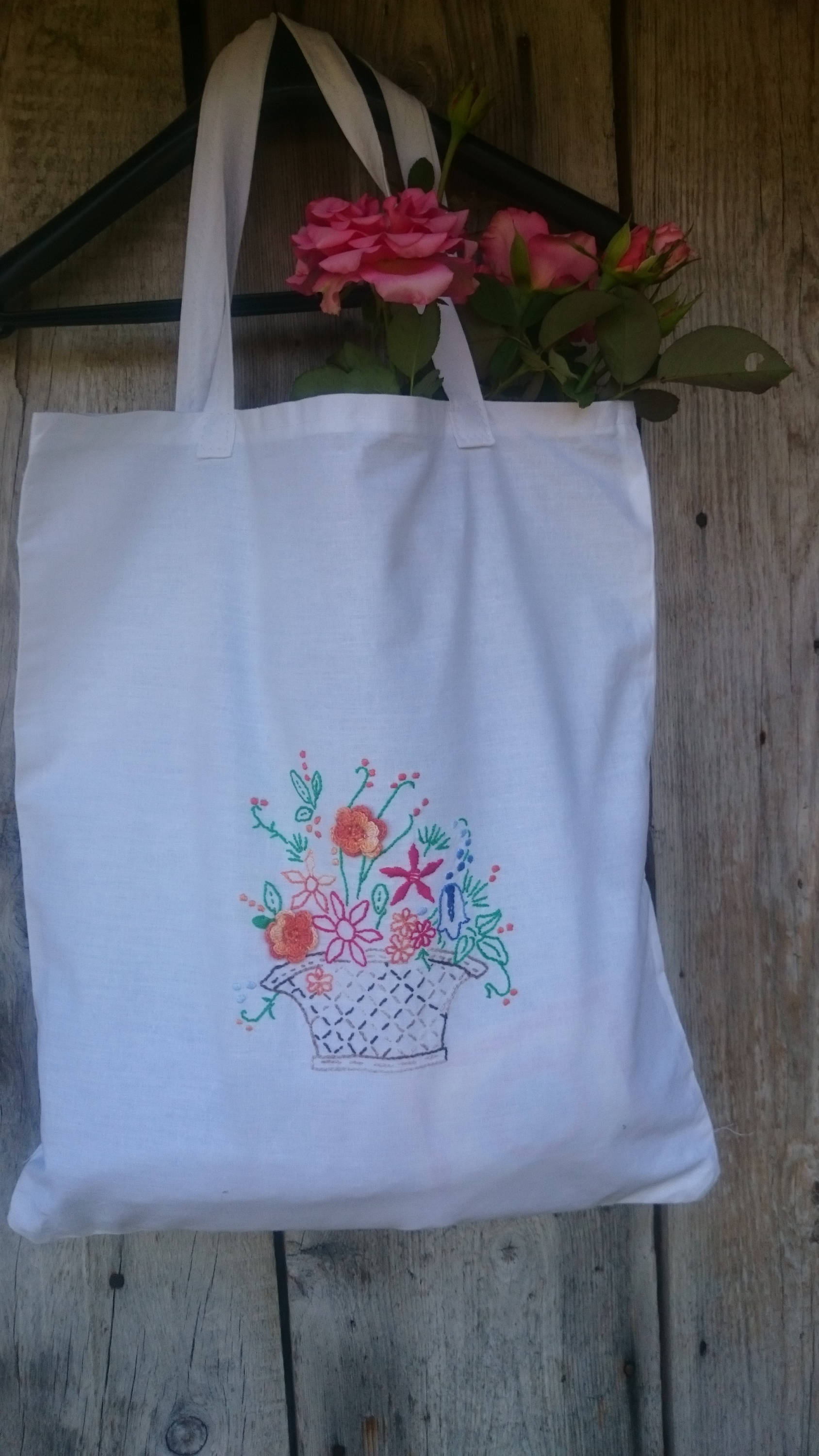 Handmade Embroidered Hand Embroidered Tote Bag Flower Tote Etsy Ireland