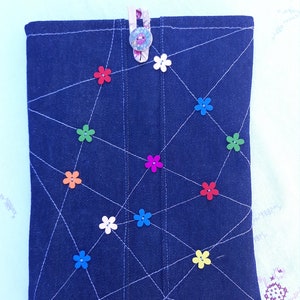 Protège-livre bleu, Protège-livre, Protège-livre en denim, Protège-livre en tissu, Protège-livre, Pochette de livre, Couverture de livre rembourrée, Cartable, Cadeau pour maman