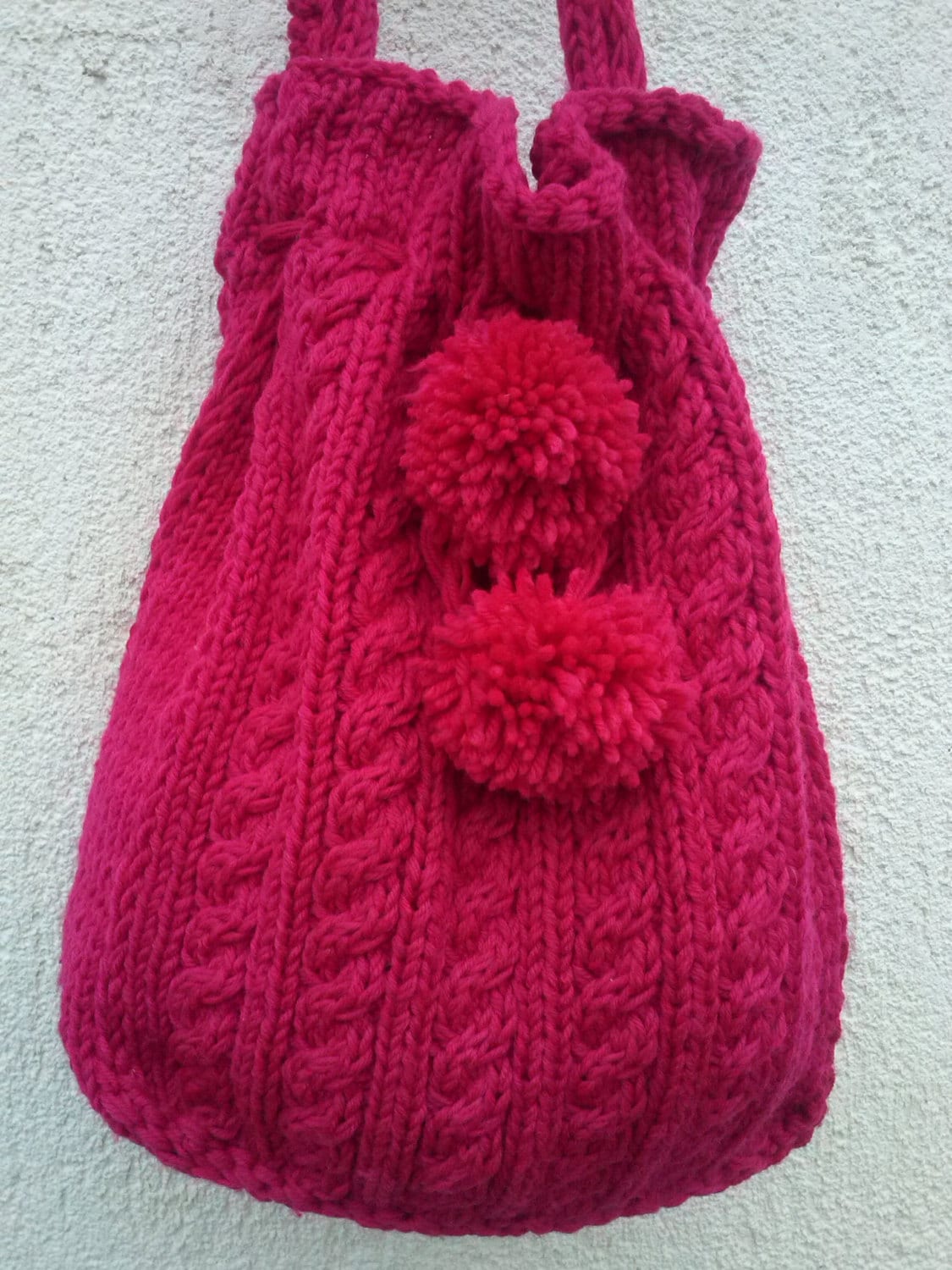 Hand knit cable shoulder bag Knitted bag Cable Knit Messenger Etsy