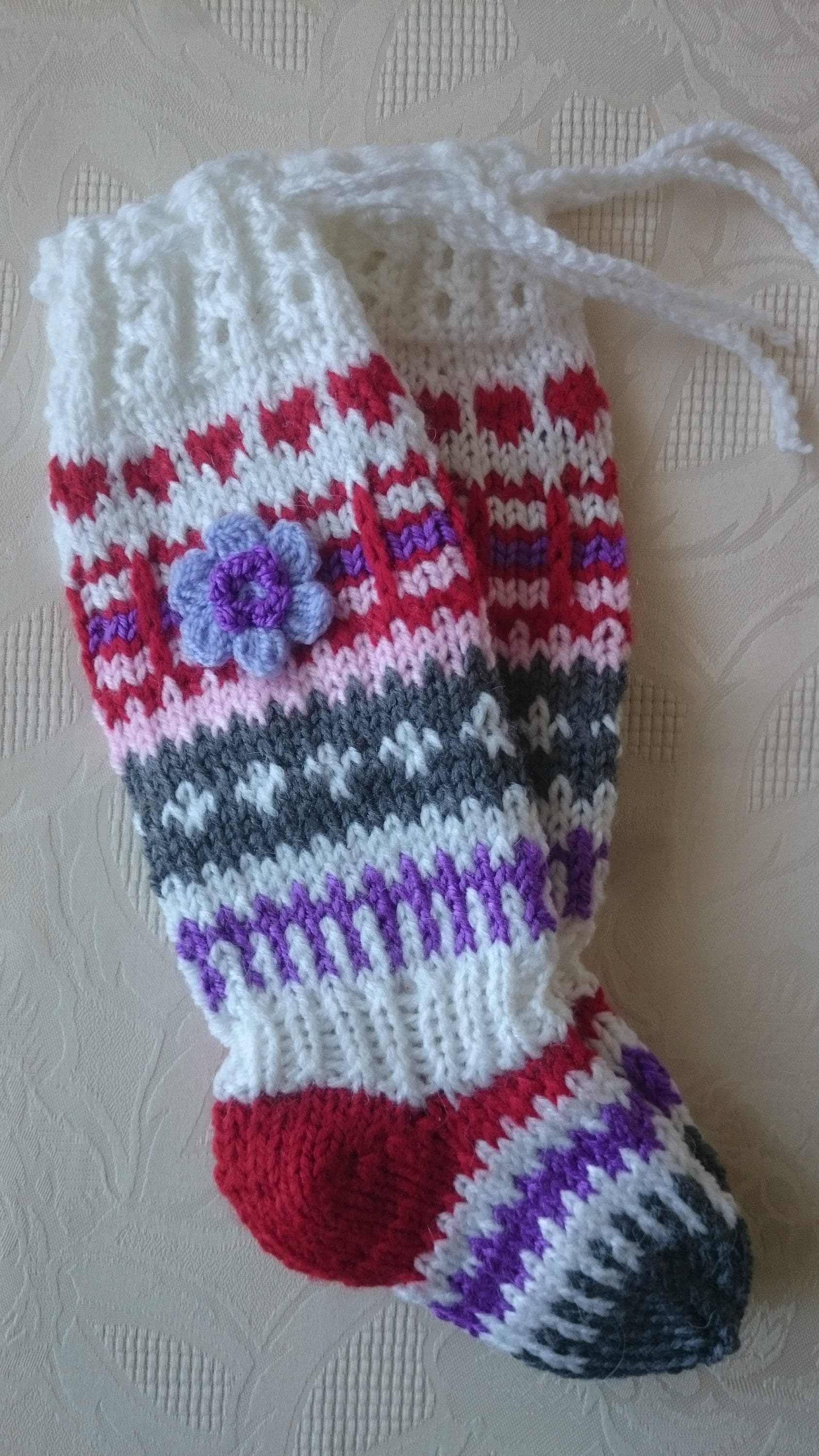 Little Girl Knit Socks Kids Wool Socks Socks With Flowers Colorful Long