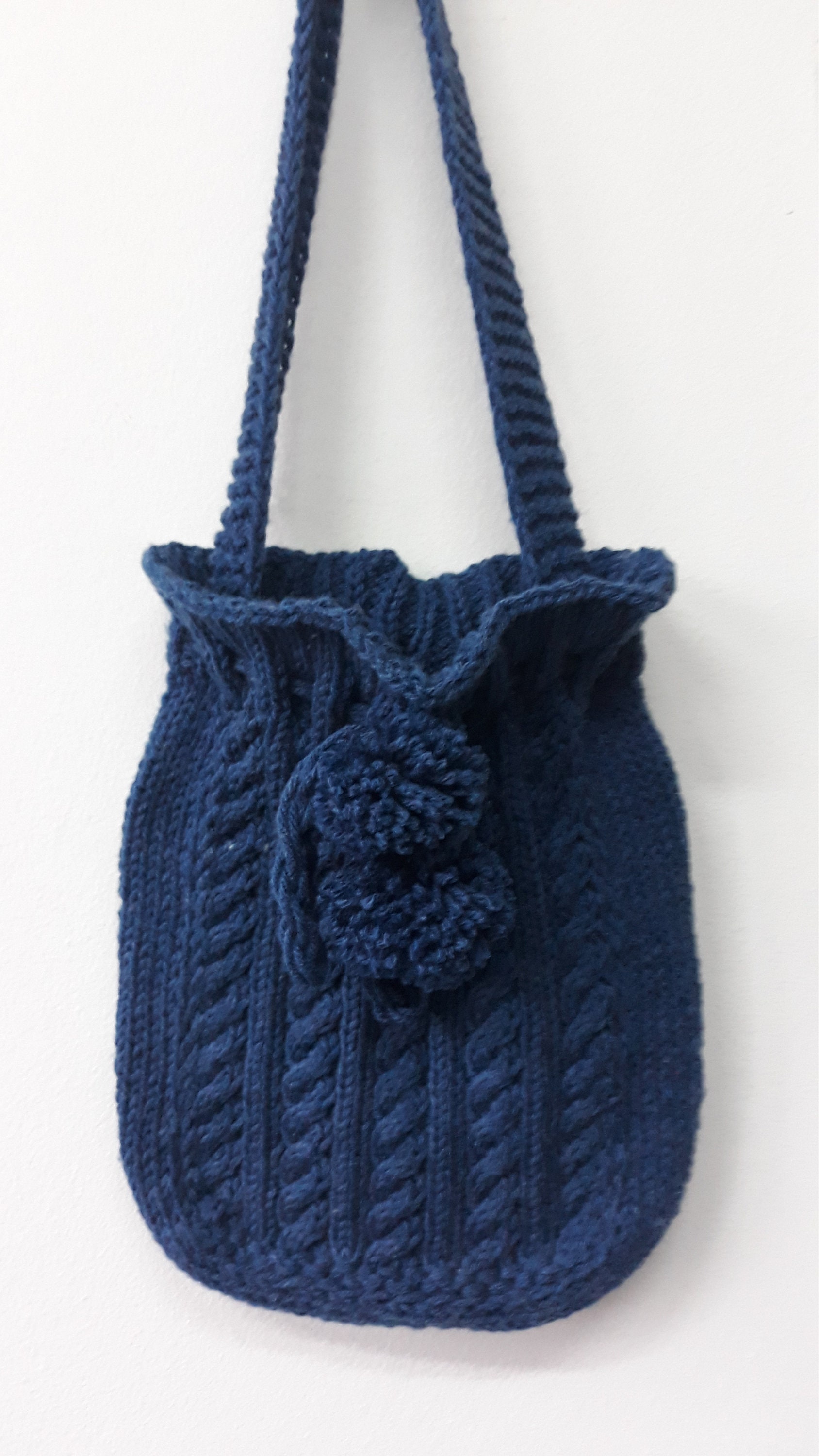 Hand knit cable shoulder bag Knitted bag Cable Knit Messenger Etsy