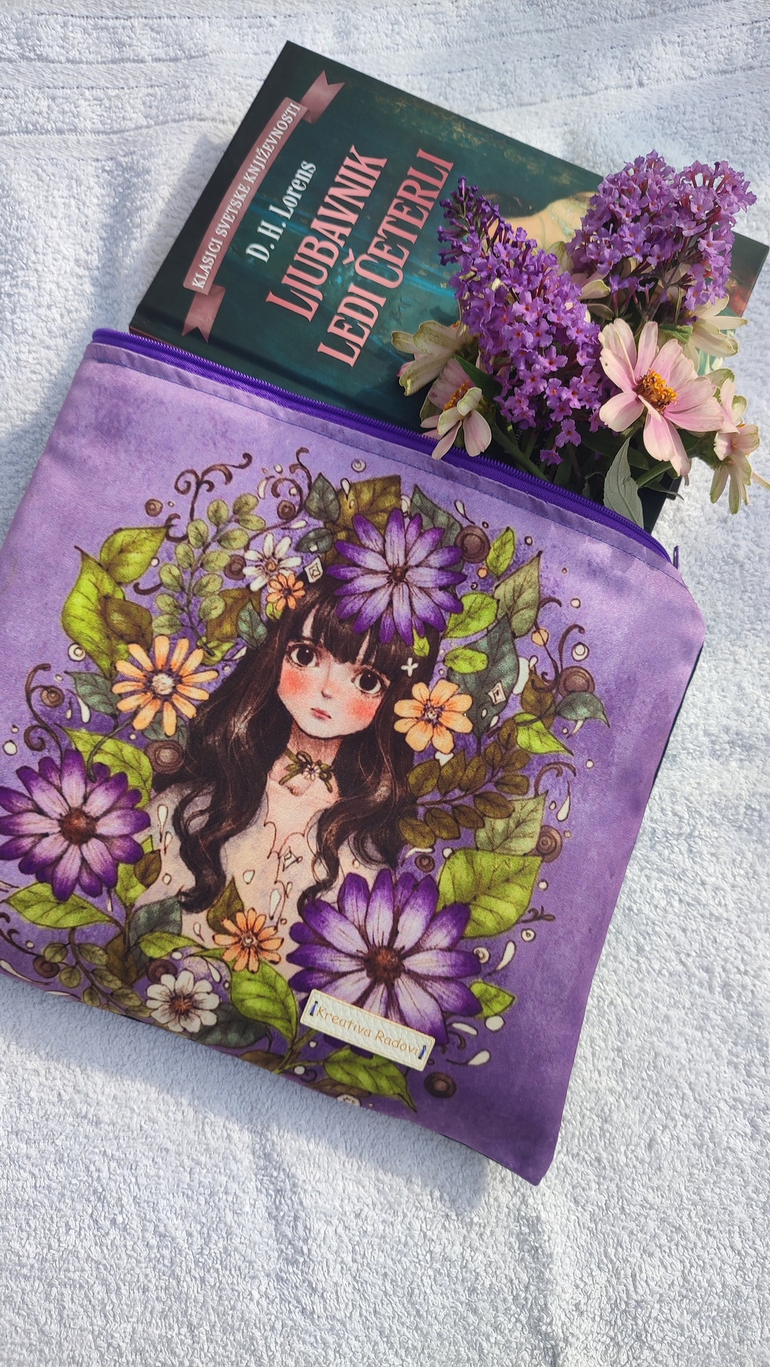 Book or iPad Sleeve Book, Purple Book Sleeve, Book Sleeve, Tablet