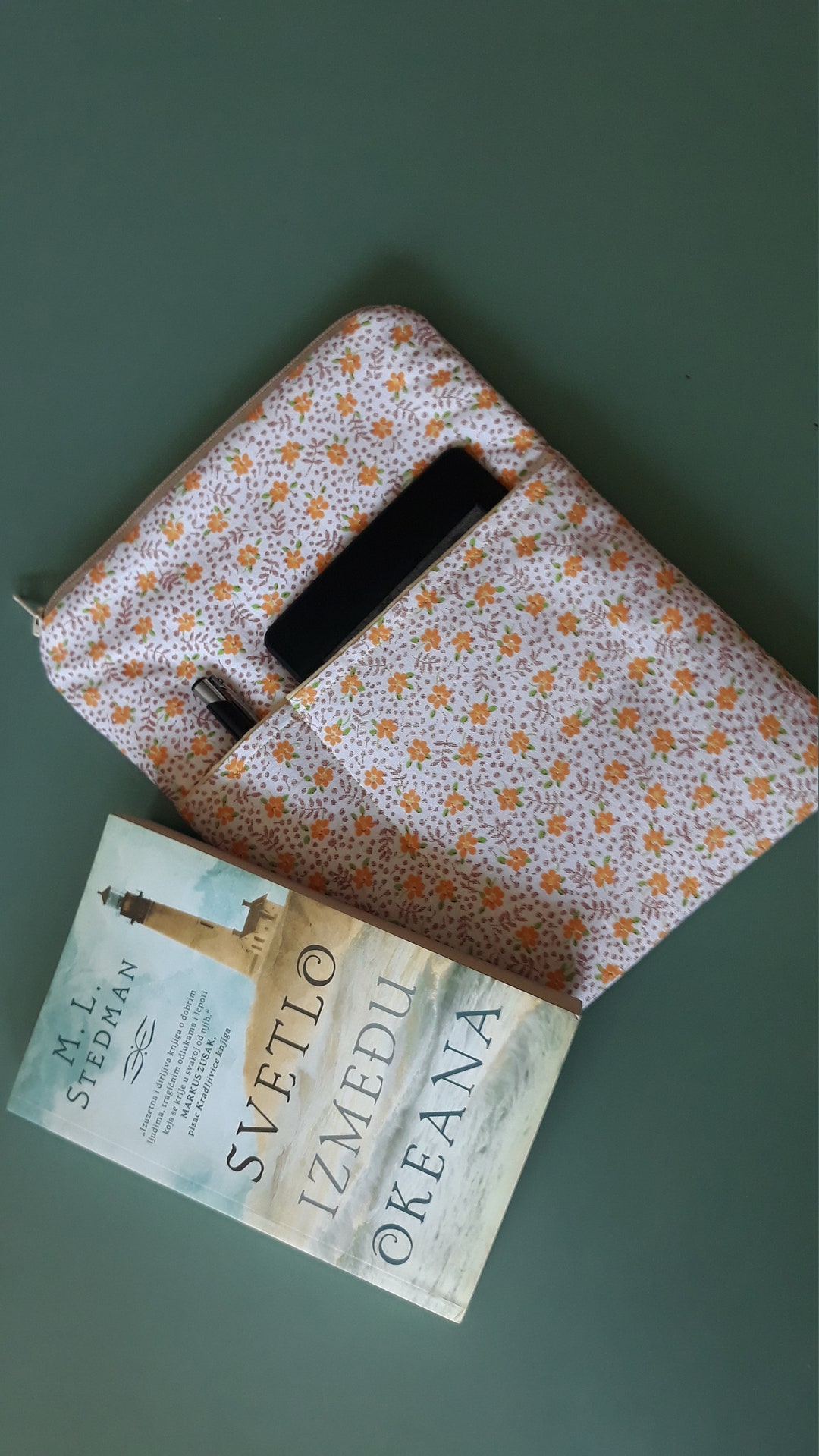 Book Sleeve, Booksleeve With Pocket, Book Bag, Book Protector, Fabric