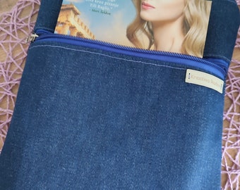 Book sleeve with Pocket, Denim notebook cover, Denim book cover, Jeans book cover, Denim tablet case, Book Sleeve, Jeans book bag, Book Bag