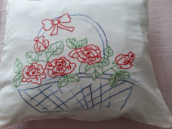 Floral Throw Pillow Embroidery Flower Pillow Throw Pillow Etsy