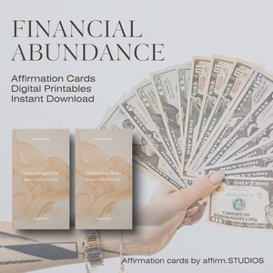Tarjetas de afirmación de abundancia financiera - 30 imprimibles - Mentalidad positiva y manifestación de riqueza, dinero fluye prosperidad - Descarga instantánea
