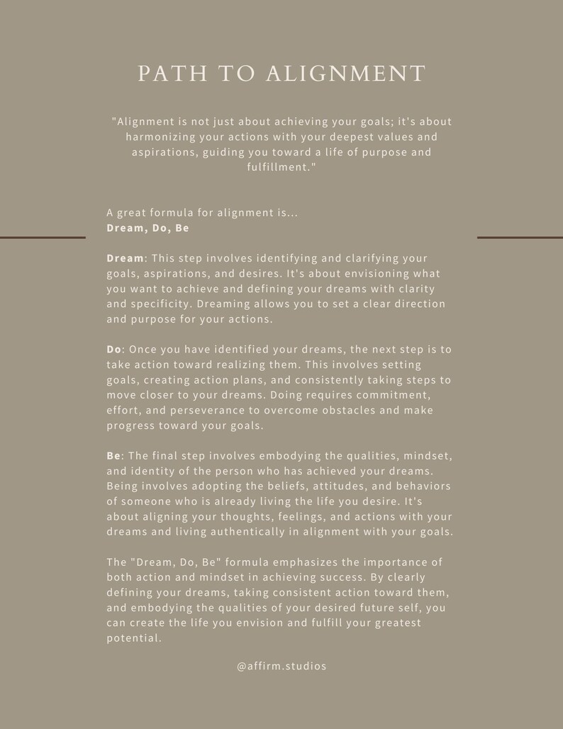 Alignment Workbook: Self-discovery & Dream Achievement (digital ...