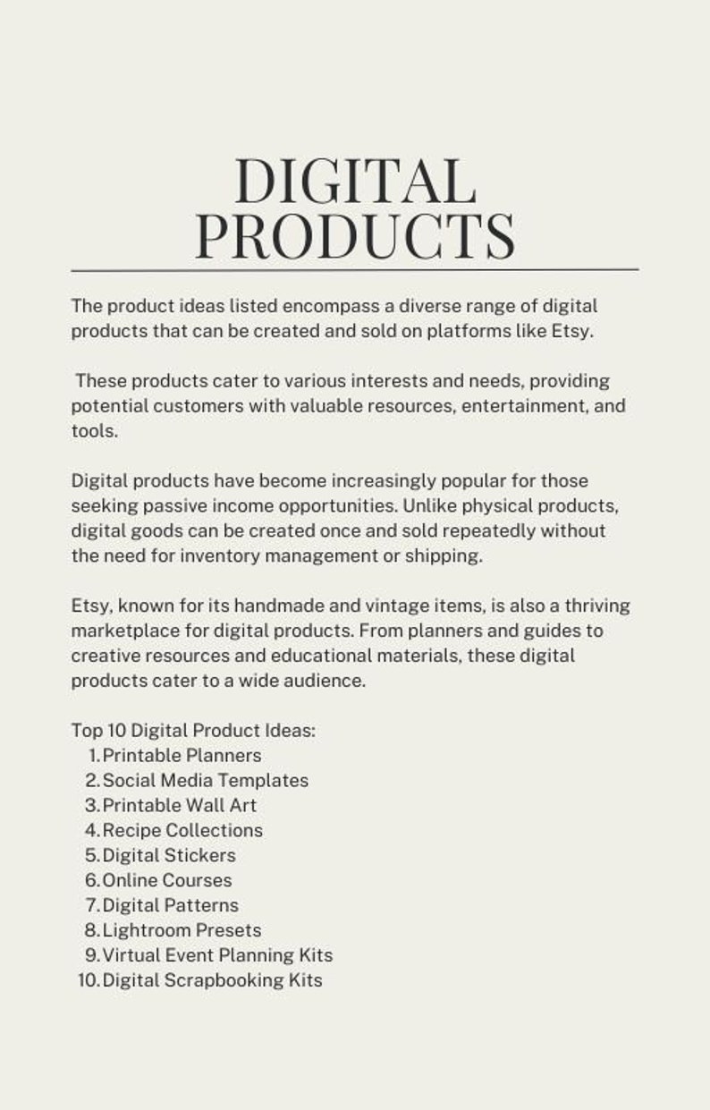 1000 Digital Product Ideas For Etsy Make Money Online The Ultimate