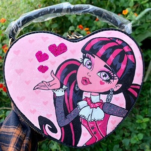 Draculaura Hand Painted Heart Crossbody Bag