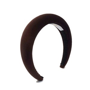 Chocolate Brown 4cm Plain Headband | Dark Brown Extra Thick Padded Velvet Hairband | Beautiful Wedding Hair Accessory | Puffy Hairpiece