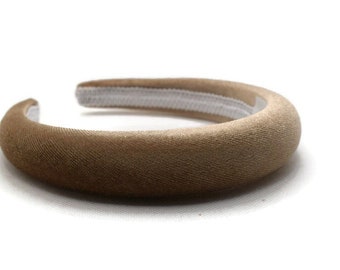 Beige 2cm Plain Headband | Champagne Padded Velvet Hairband | Beautiful Everyday or Wedding Hair Accessory  | Neutral Alice Band | Gift