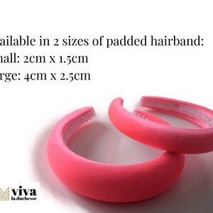Fluorescent Pink 4cm Plain Headband Extra Thick Padded Velvet Hairband Bright Everyday/Wedding Hair Accessory Classic Style Hairpiece image 7