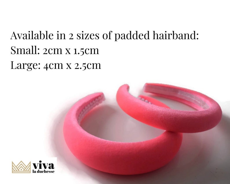 Fluorescent Pink 4cm Plain Headband Extra Thick Padded Velvet Hairband Bright Everyday/Wedding Hair Accessory Classic Style Hairpiece image 7