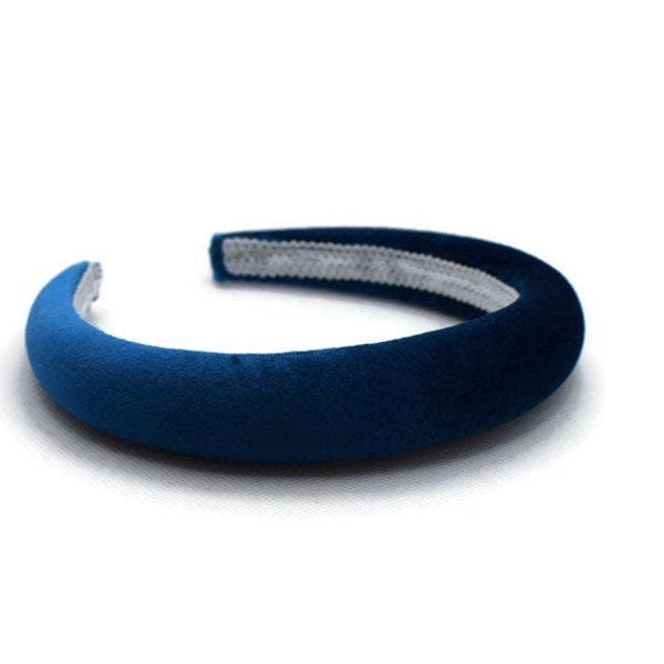 Blaugrünes 2 cm schlichtes Stirnband | Dunkelblaues gepolstertes Samt-Haarband | Alice-Band | Perfektes Haarteil-Accessoire für die Hochzeit oder den Alltag