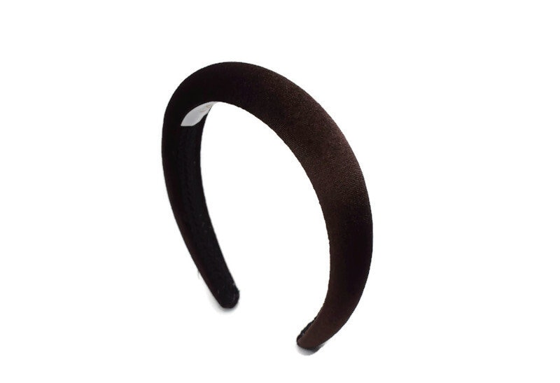 1" Brown Velvet Soft Headband – Classic Plain Velour Hair Band – Unbranded