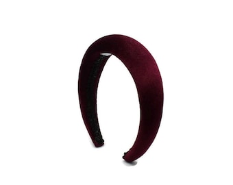 Maroon 4cm Plain Headband | Burgundy Extra Thick Velvet Padded Hairband | Everyday to Wedding Hair Accessory | Classic Puffy Hairpiece