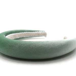 2pcs Mint Green Silk Scrunchie and Tan Leather Padded Headband Accessories | Jen 22 Lace Front Brown Natural Wavy Wig Nwt  main image 2