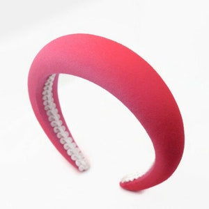Fluorescent Pink 4cm Plain Headband Extra Thick Padded Velvet Hairband Bright Everyday/Wedding Hair Accessory Classic Style Hairpiece image 1
