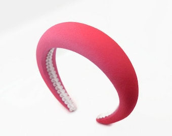 Fluorescent Pink 4cm Plain Headband | Extra Thick Padded Velvet Hairband | Bright Everyday/Wedding Hair Accessory | Classic Style Hairpiece