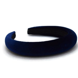 Navy Blue 2cm Plain Headband | Padded Velvet Hairband | Beautiful Hair Accessory for Everyday to Weddings  | Puffy Hairpiece | Alice Band