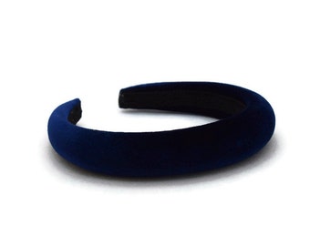 Marineblaues 2 cm schlichtes Stirnband | Gepolstertes Samt-Haarband | Wunderschönes Haaraccessoire für den Alltag bis zur Hochzeit | Puffy Haarteil | Alice-Band