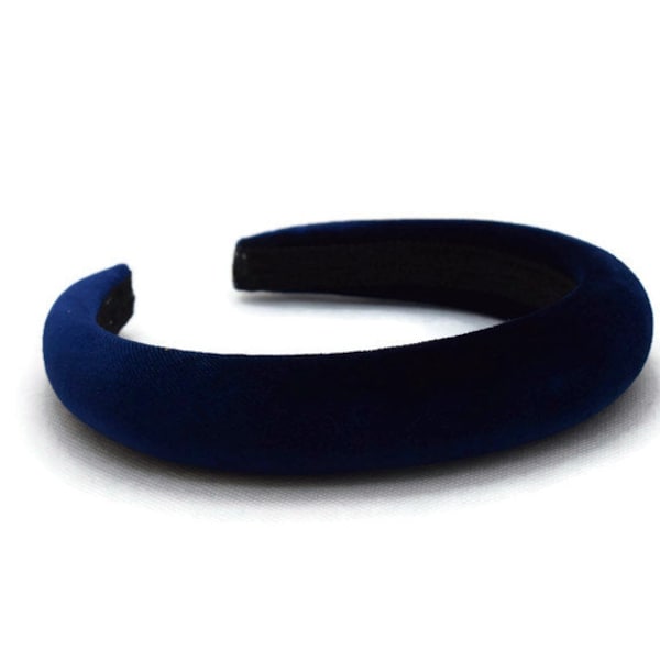 Bandeau uni bleu marine 2 cm | Serre-tête rembourré en velours | Bel accessoire pour cheveux pour tous les jours comme pour les mariages | Postiche gonflé | Bague Alice