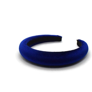 Royal Blue 2cm Plain Headband | Padded Velvet Hairband | Beautiful Hair Accessory for both Everyday to Weddings  | Puffy Hairpiece | Gift
