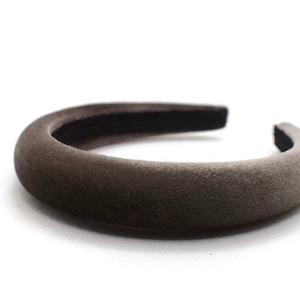 Steengrijze effen hoofdband van 2 cm | Grijze gewatteerde fluwelen haarband | Prachtig haaraccessoire voor dagelijks gebruik of voor bruiloften | Alice Band | Cadeau voor haar