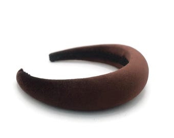 Diadema lisa de 4 cm color marrón chocolate / Diadema de terciopelo acolchada extragruesa / Accesorio para el cabello para uso diario o bodas / Accesorio clásico de volumen neutro