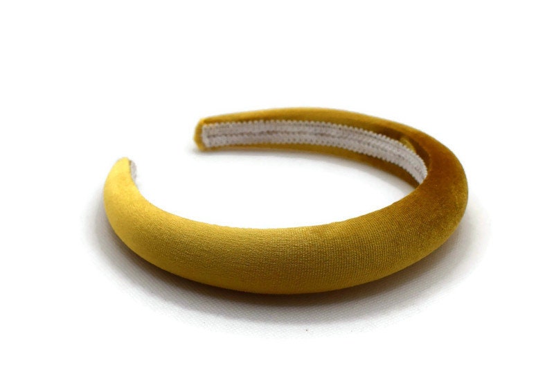 Mustard Yellow 2cm Plain Headband Padded Velvet Hairband Beautiful Everyday or Wedding Hair Accessory Alice Band Gift for Her