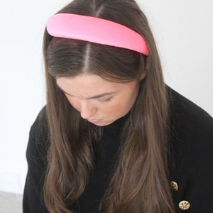 Fluorescent Pink 4cm Plain Headband Extra Thick Padded Velvet Hairband Bright Everyday/Wedding Hair Accessory Classic Style Hairpiece image 3