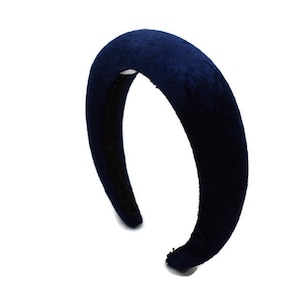 Marineblauwe hoofdband van 4 cm (gemalen fluweel) | Extra dikke gewatteerde haarband | Haaraccessoire voor elke dag of bruiloft | Haarstukje in klassieke stijl