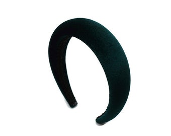 Christmas Green 4cm Plain Headband | Extra Thick Padded Velvet Hairband | Everyday or Wedding Hair Accessory | Classic Style Puffy Hairpiece