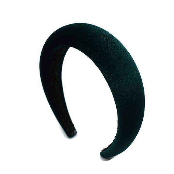 Bandeau uni vert Noël 4 cm | Serre-tête en velours rembourré extra-épais | Accessoire pour cheveux de tous les jours ou de mariage | Postiche gonflé de style classique