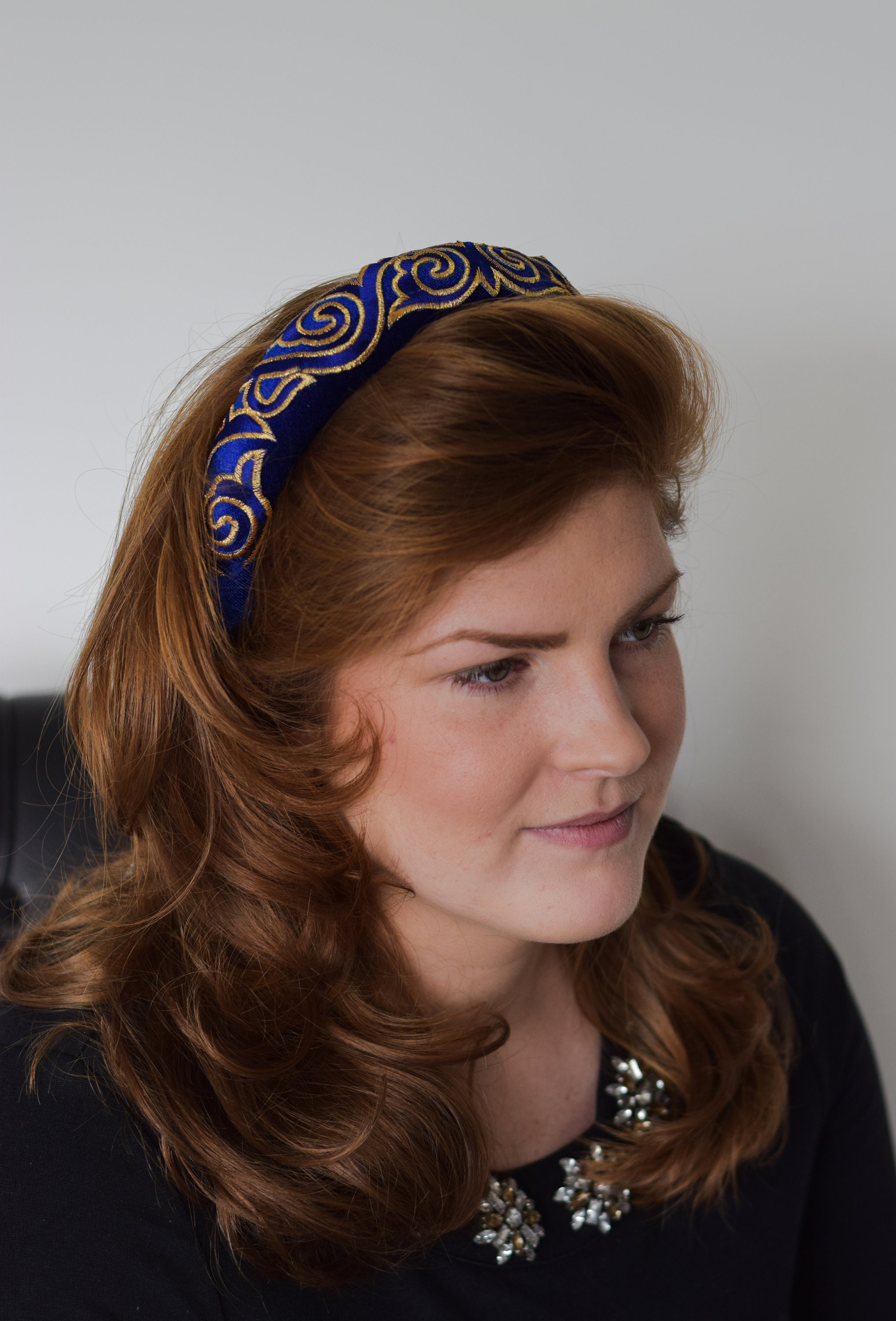 Buy AURORA ROYAL BLUE Puffy Thick Padded Velvet Headband/hairband Online in  India 