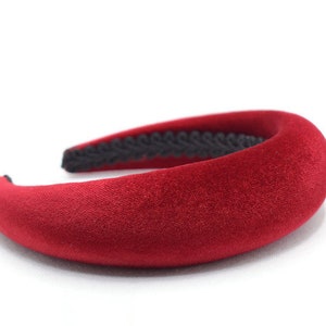 Red Wine 4cm Plain Headband | Extra Thick Padded Velvet Hairband | Everyday or Wedding Hair Accessory | Classic Style Puffy Hairpiece