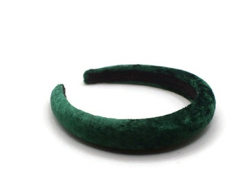 Serre-tête uni 2 cm vert trèfle (velours froissé) | Bandeau rembourré | Bel accessoire pour cheveux de tous les jours/de mariage | Bande d'Alice | Cadeau pour elle